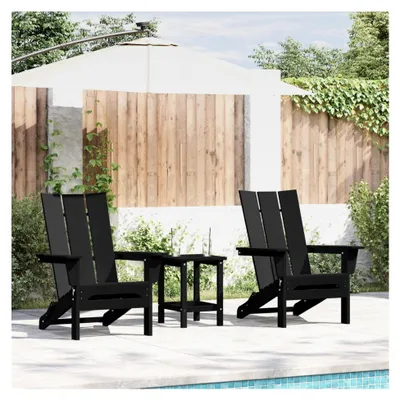 Produktbild von Faltbare Adirondack-Stühle 2 Stück Schwarz 74,5 x 80,5 x 90 cm HDPE