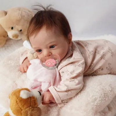 Zdjęcie produktu dla Lalka reborn 50 cm, miękki winyl, niebieskie oczy, dla dzieci