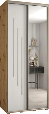 Produktbild von MEBLE KRYSPOL Cannes 9 Schrank mit 2 Schiebetüren - 205,2x110x60 cm - Artisan Weiß Silber