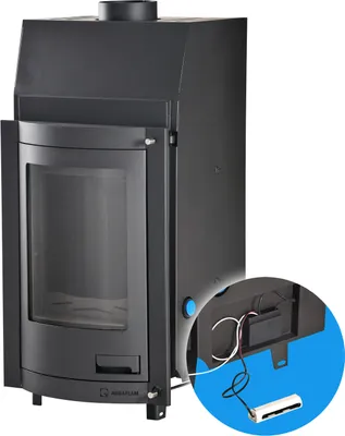 Produktbild von HS FLAMINGO Kamineinsatz AQUAFLAM 7 PANORAMA mit Wärmetauscher und Grundregelung