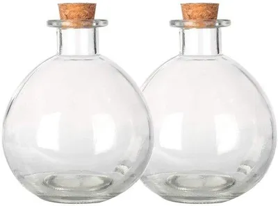 Productafbeelding van Decoratieve Glazen Flessen met Kurken (260ml, 2 Stuks)