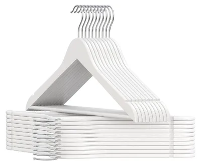 Immagine prodotto di Grucce per abiti in legno di betulla, colore bianco, dimensioni 43 x 21 x 0,8 cm