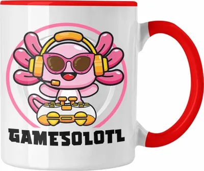 Produktbild von Trendation - Axolotl Tasse Grafik Lustig Geschenkidee Schwanzlurch Tiere Geschenk Gamer (Rot)