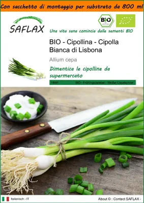 Immagine prodotto di SAFLAX Garden in the bag - BIO - Cipollina - Cipolla Bianca di Lisbona  - 150 semi - Allium