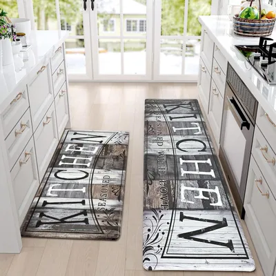 Immagine prodotto di Tappetino da cucina - Set di 2 - 44 x 120 cm - PVC - Antiscivolo - Lavabile in lavatrice