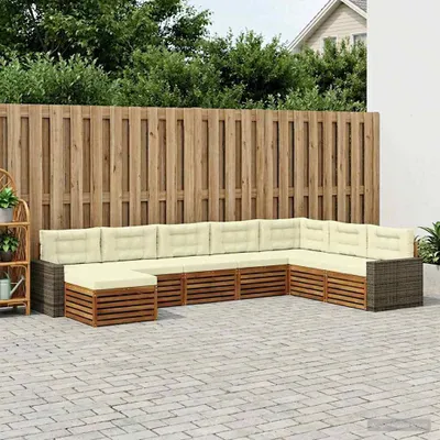 Produktbild von Möbel Outdoor-Sofagarnitur mit Kissen 8 pcs Natur und CremeGartensofas - Gartensofas c1456