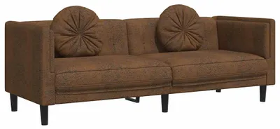 Zdjęcie produktu dla VidaXL 372651, Brązowy, 3 siedz., Sztuczna skóra, Poli drewno, Drewno, 1935 mm, 770 mm, 700 mm