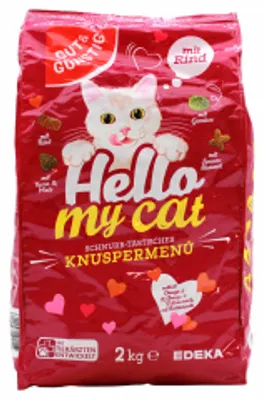 Produktbild von Hello My cat Katzenfutter Knuspermenü mit Rind, 4er Pack (4 x 2 kg Beutel)