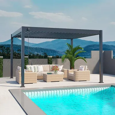 Produktbild von Weide Deluxe Pergola Voll-Aluminium 3x4m mit Lamellendach freistehend anthrazit