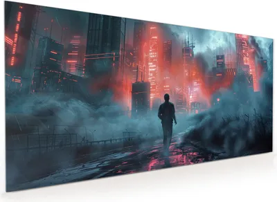 Produktbild von Küchenrückwand Spritzschutz Glas mit Motiv Neonstadt 40 x 40 cm