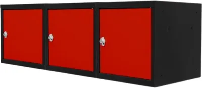 Produktbild von Mega Deal | 3x Schließfachwürfel Blocky mit Drehriegelschloss für Vorhängeschloss | HxBxT 40x40x40cm | Anthrazit/Verkehrsrot