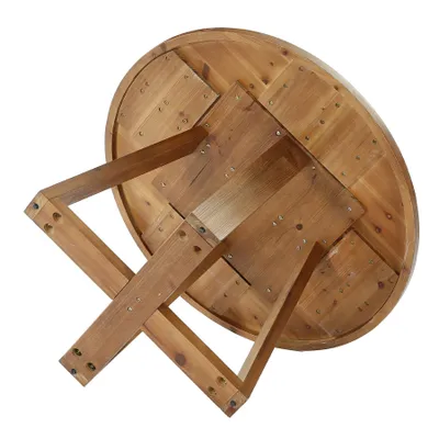 Produktbild von 120 cm Esstisch Massivholz, runder Küchentisch, Landhausstil für 4 Personen, rustikaler Tisch mit stabilem Gestell Esszimmer, warme Eichenoberfläche
