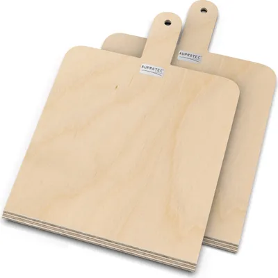 Produktbild von 2er Set AUPROTEC Pizzaschaufel Modell Danny: Größe M 26 x 26 cm Holz Pizzaschieber Pizzabrett