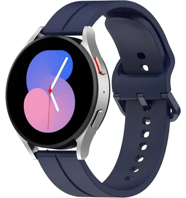 Image de Bracelet pour Samsung Galaxy Watch 40mm/42mm/43mm/44mm/45mm/46mm, Boucle Classique Ajustable Silicone Souple Bleu Foncé