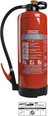 Produktbild von Gloria P12PRO – Auflade-Pulver Feuerlöscher (ABC) mit Wandhalter, einsetzbar an elektrischen Anlagen, frostsicher, EN3, 12 kg, 15 LE