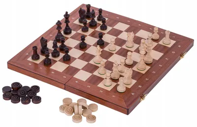 Produktbild von Square Mahoń XL Schach- und Brettspielset Handgefertigt 2-in-1