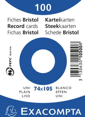 Produktbild von Exacompta 40x Karteikarten A7 blanko, 100 Stück eingeschweißt - Weiß - 10500SE