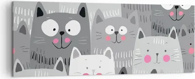 Produktbild von Bild auf Leinwand - Leinwandbild - Kittys Tiere Illustration - 140x50cm - Wand Bild - Wanddeko - Leinwanddruck - Bilder - Kunstdruck - Wanddekoration - Leinwand bilder - Wandkunst - AB140x50-2890