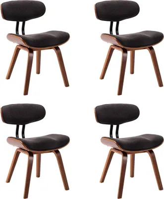 Imagen del producto de vidaXL: 4 sillas de comedor, color gris, madera contrachapada y tela