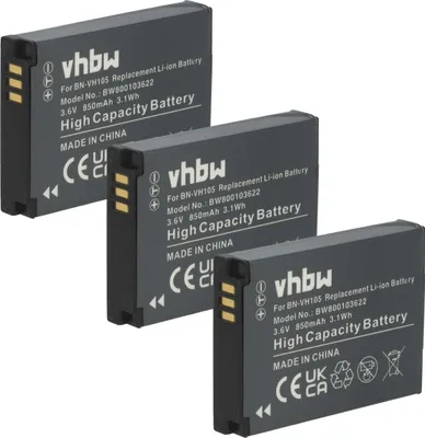 Produktbild von vhbw 3x Akku Ersatz für JVC BN-VH105 für Videokamera Camcorder (850 mAh, 3,6 V, Li-Ion)