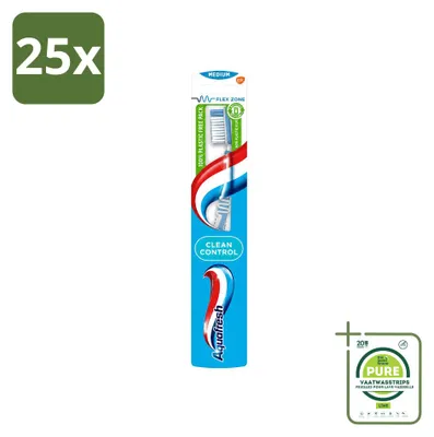 Imagen del producto de 25 cepillos de dientes Aquafresh Clean Control, tamaño medio, pack grande - 25 unidades