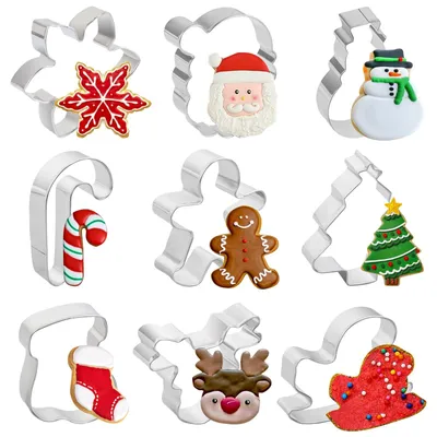 9er Set Weihnachts-Ausstechformen aus Edelstahl