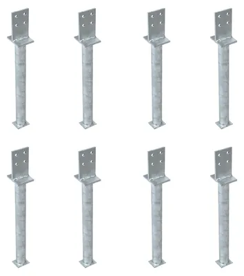 Zdjęcie produktu dla Alberts 8 x wsporniki słupków teowych ze środnikiem, kotwa do betonu 500 mm, wysokość środnika 130 mm, ocynkowane ogniowo, do osadzania w betonie