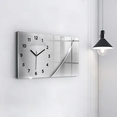 Produktbild von Wallfluent Wanduhr – Stilles Quarzuhrwerk - Uhr Dekoration Wohnzimmer Schlafzimmer Küche - Zifferblatt - schwarze Zeiger - 60x30 cm - Silbermuster