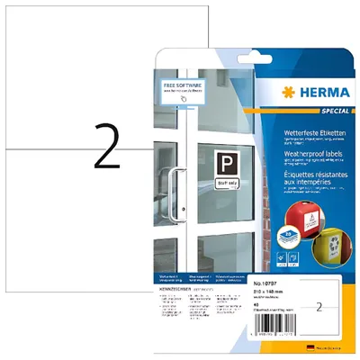 Image de HERMA 10797 Etiquettes résistantes aux intempéries A4 210x148 mm blanc adhésif fort