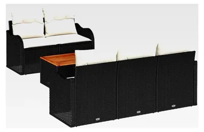Produktbild von Garten-Sofa Set aus Poly Rattan mit Stauraum und Akazienholz für Terrassen und Gärten - Modernes Design