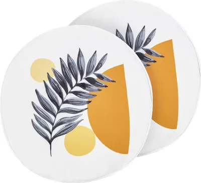Produktbild von BELIANI 2er Set Gartenkissen Grün Polyester Blattmuster ⌀ 40 cm Round Modern Termodernasserbeständig