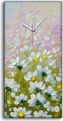 Produktbild von Wandbild Leinwand Bilder Wanduhr Geräuschlos 30x60 Wiesen Blumen Blüten Bunt - weiße Hände