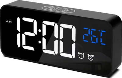 Produktbild von OKWISH Wecker ohne Ticken, LED Digitaler Wecker, Intelligenter digitaler Wecker, Wecker mit Temperaturanzeige, Wecker mit Schlummerfunktion, Schwarz