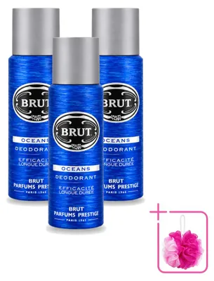 Productafbeelding van 3 x Brut Oceans Deodorantspray - 200 ml - Voordeelverpakking - 3 stuks