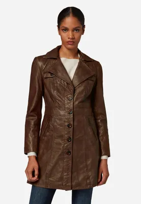 Image de Manteau en cuir pour femme Ricano LUCY Nappa - Marron / 3XL