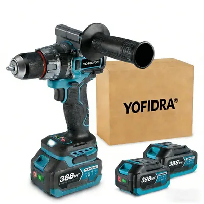 Image de Perceuse-visseuse à percussion sans fil 3 en 1 avec 2 batteries 4000mAh, 94N.m, 20+3 positions de couple, mandrin 13mm Kit perceuse-visseuse sans fil