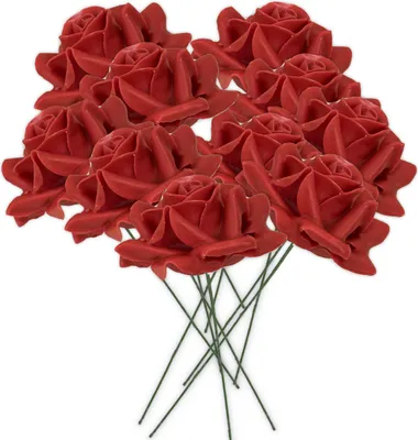 Image de Roses en cire avec tige comme roses artificielles Fleurs de roses en rouge