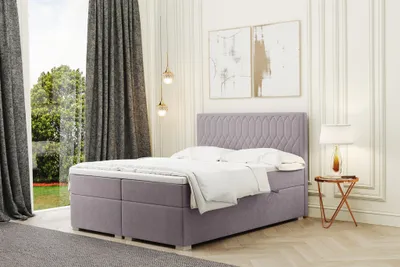Produktbild von Boxspringbett Schlafzimmerbett DUSTY 180x220cm in Stoff Riviera Flieder