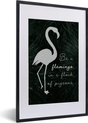 Produktbild von MuchoWow® MuchoWow® Gerahmtes Poster Zitat - Gras - Flamingo 40x60 cm - Poster mit zchwarzem Bilderrahmen - Poster in Rahmen