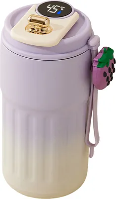 Produktbild von Vakuum-Thermobecher mit Temperaturanzeige, 450 ml, Edelstahl-Isolierbecher für Heißgetränke, auslaufsicherer Deckel, leicht zu reinigen, tragbarer Reise-Kaffeebecher
