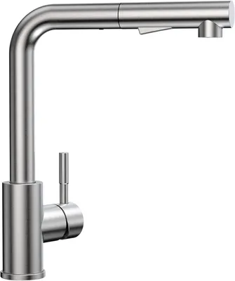 Produktbild von Hochdruck-Küchenarmatur aus SUS 304 Edelstahl, ausziehbare Brause, 2 Strahlarten, 360° schwenkbar