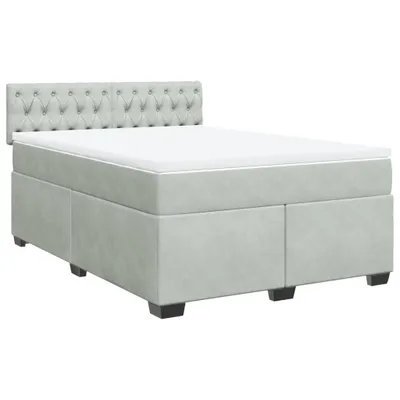 Produktbild von Boxspringbett mit Matratze Hellgrau 140x200 cm Samt