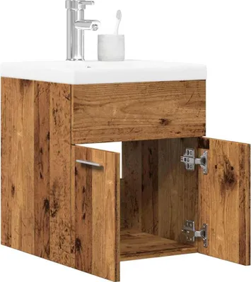 Image de Maison Exclusive - Ensemble de meubles de salle de bain 2 pièces aspect bois ancien Matériau dérivé du bois