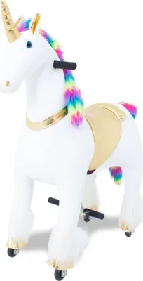 Produktbild von Mechanisches Einhorn Pferd auf Rollen - Groß - bis 6 Jahre - Reitpferd mit Rollen - Regenbogen