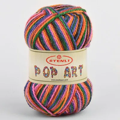 Produktbild von Stenli Pop Art Wollegarn, 200m, 100g, farbenfrohe Streifen- und Übergangseffekte