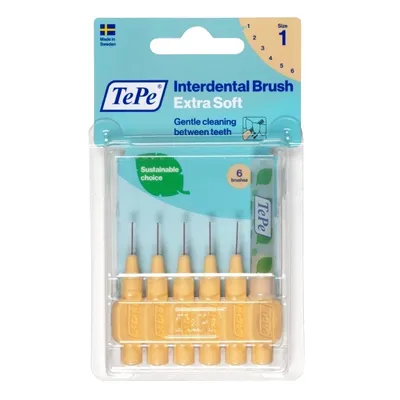 Obrázek produktu pro TePe Extra Soft Szczoteczki do przestrzeni międzyzębowych 0.45mm Jasnopomarańczowe, 6 sztuk