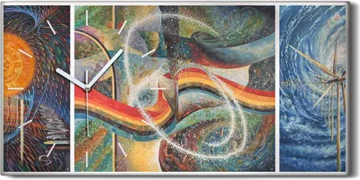 Produktbild von Wanduhr Uhr Wandbild Leinwand Geräuschlos 60x30 Malerei Abstrakte Kunst - weiße Hände