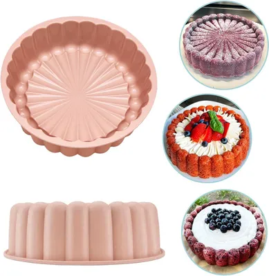 Silikon-Kuchenform 20 cm, Antihaft, für Kuchen & Desserts, Rosa