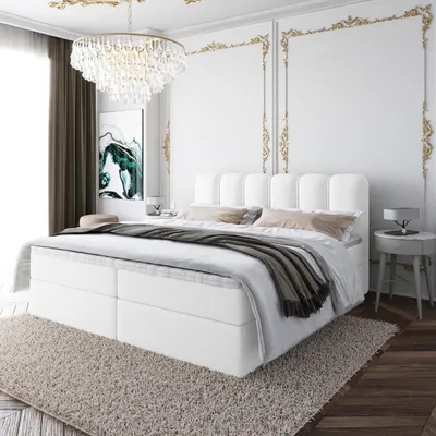 Produktbild von Boxspringbett NANDO Topper VISCO Bett  mit Bettkästen Polsterbett, Bettgestell, Doppelbett, Stauraum, Schlafzimmer (200x200, Weiß - Fredo 25)