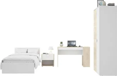 Produktbild von Winnemu - Schlafzimmer Set, 195x96x68h cm Weiß, 2 Schubladen